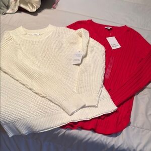 Time and Tru Cream and Kim rogers Red  Sweaters Sz L NWT
